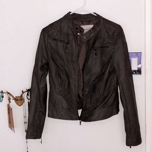 Vintage leather biker jacket in dark grey :)